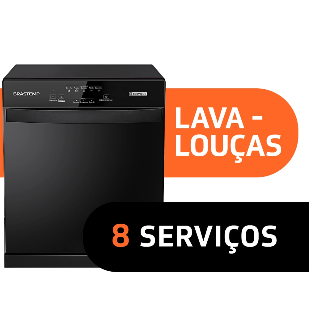 Lava Louças Brastemp 8 Serviços Preta - BLF08AE 220v