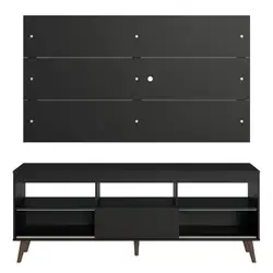 Rack com Painel para TV até 65 Polegadas com Pés Preto Detroit Madesa Cor:Preto