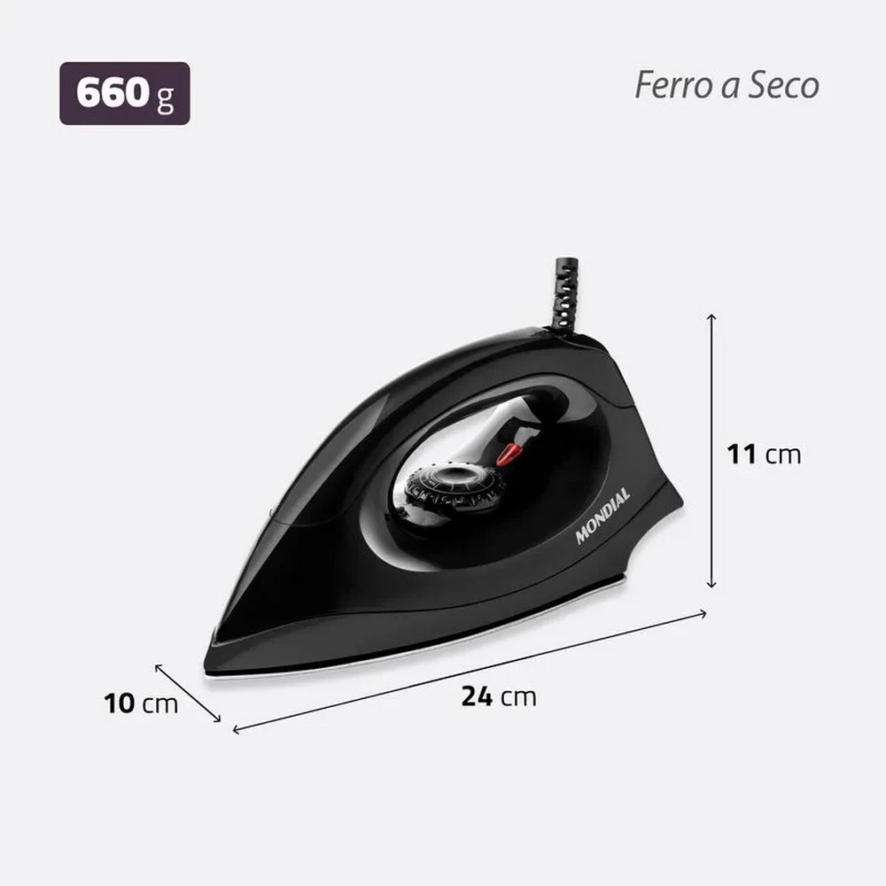 Ferro de Passar a Seco Mondial FSN-55-B Preto 220V