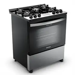 Fogão Brastemp 5 Bocas Cor Inox Com Mesa de Vidro, Turbo Chama e Timer - BFS5XAR BIVOLT