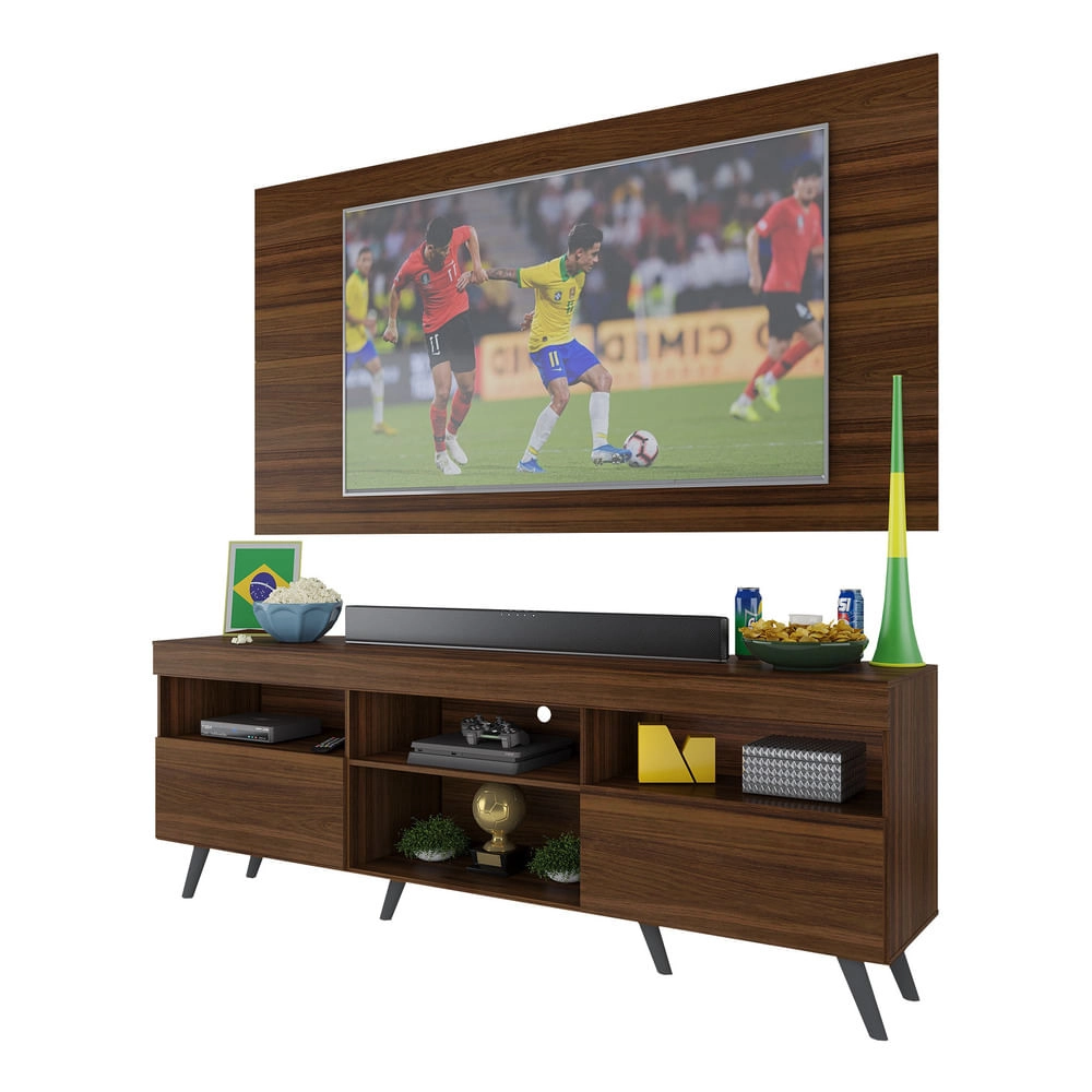 Rack c/ Painel TV 65" Retrô Holanda Multimóveis BR3133 Duna/Preto