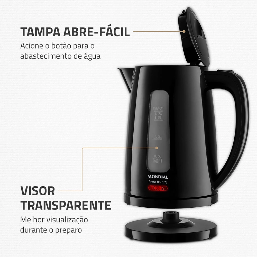 Chaleira Elétrica Pratic Hot 1,7L Mondial- CE-17 CHALEIRA ELETRICA CE-17 220V/60Hz