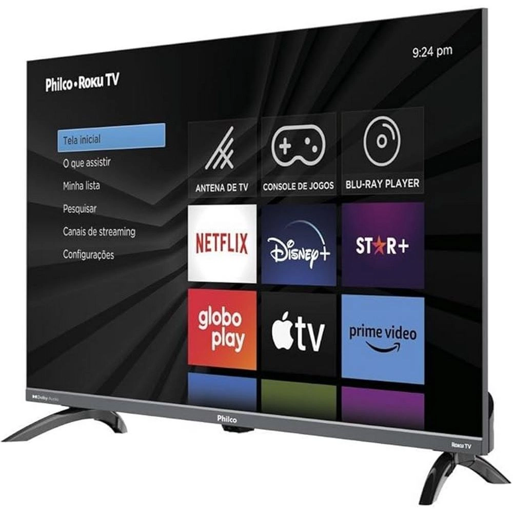 TV LED Smart 32" Philco PTV32K34RKGB HD Roku Wi-Fi 2 HDMI 2 USB Cinza Bivolt