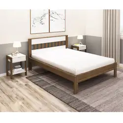 Cama de Casal para Colchão 138 x 188 cm Multimóveis CR35011 Nogal/Branca