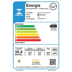 Geladeira Electrolux Frost Free Inverter 480L Efficient com AutoSense SmartBivolt Duplex cor Branca  (IT70) Bivolt