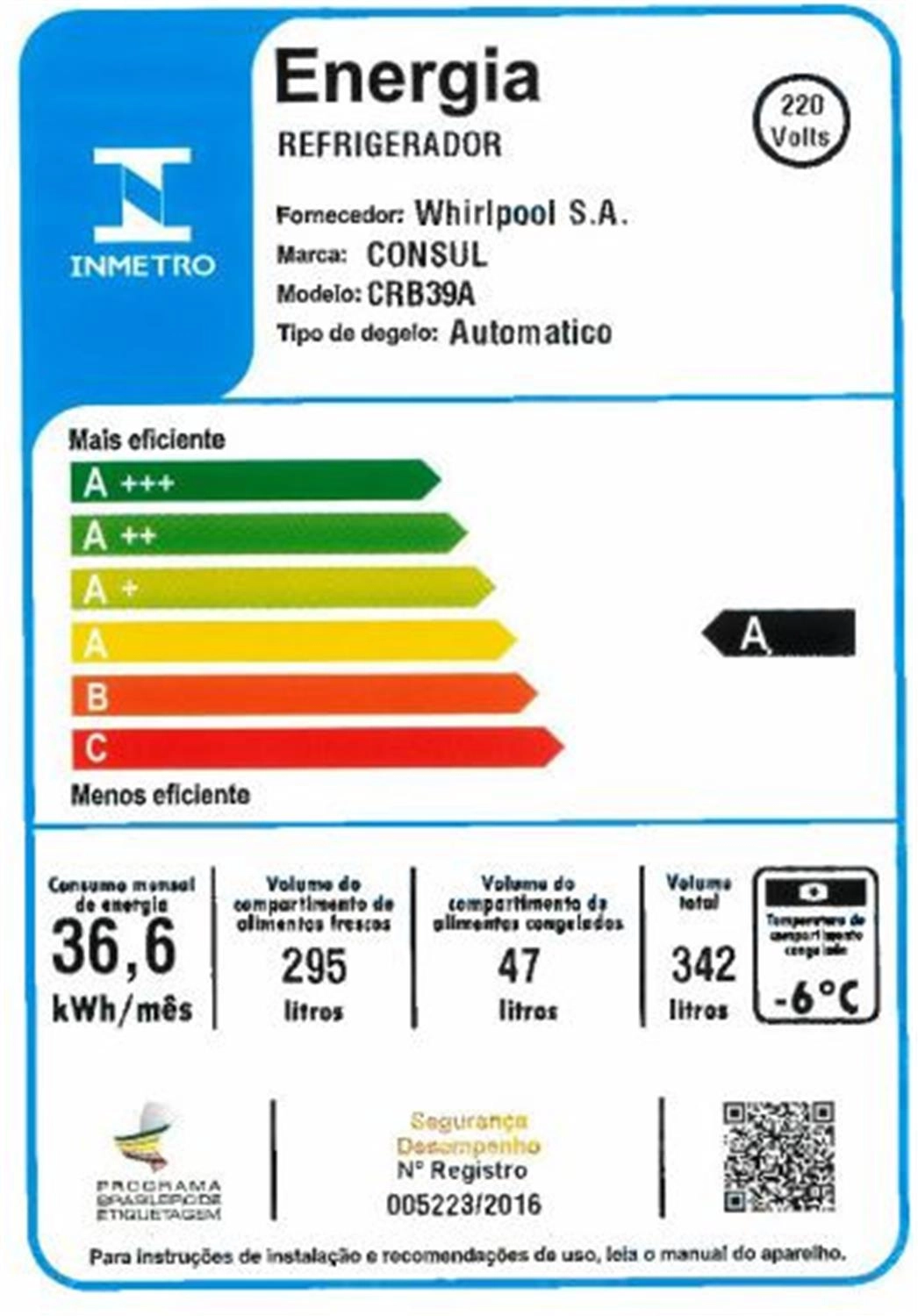 Geladeira Consul Frost Free 342 litros cor Inox com Gavetão Hortifruti - CRB39AK 220V