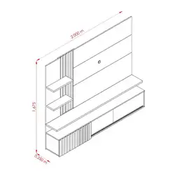 Painel 2.00M Para Tv Até 65 Atena Cinamomo/Off White A167XL200XP35 Madetec