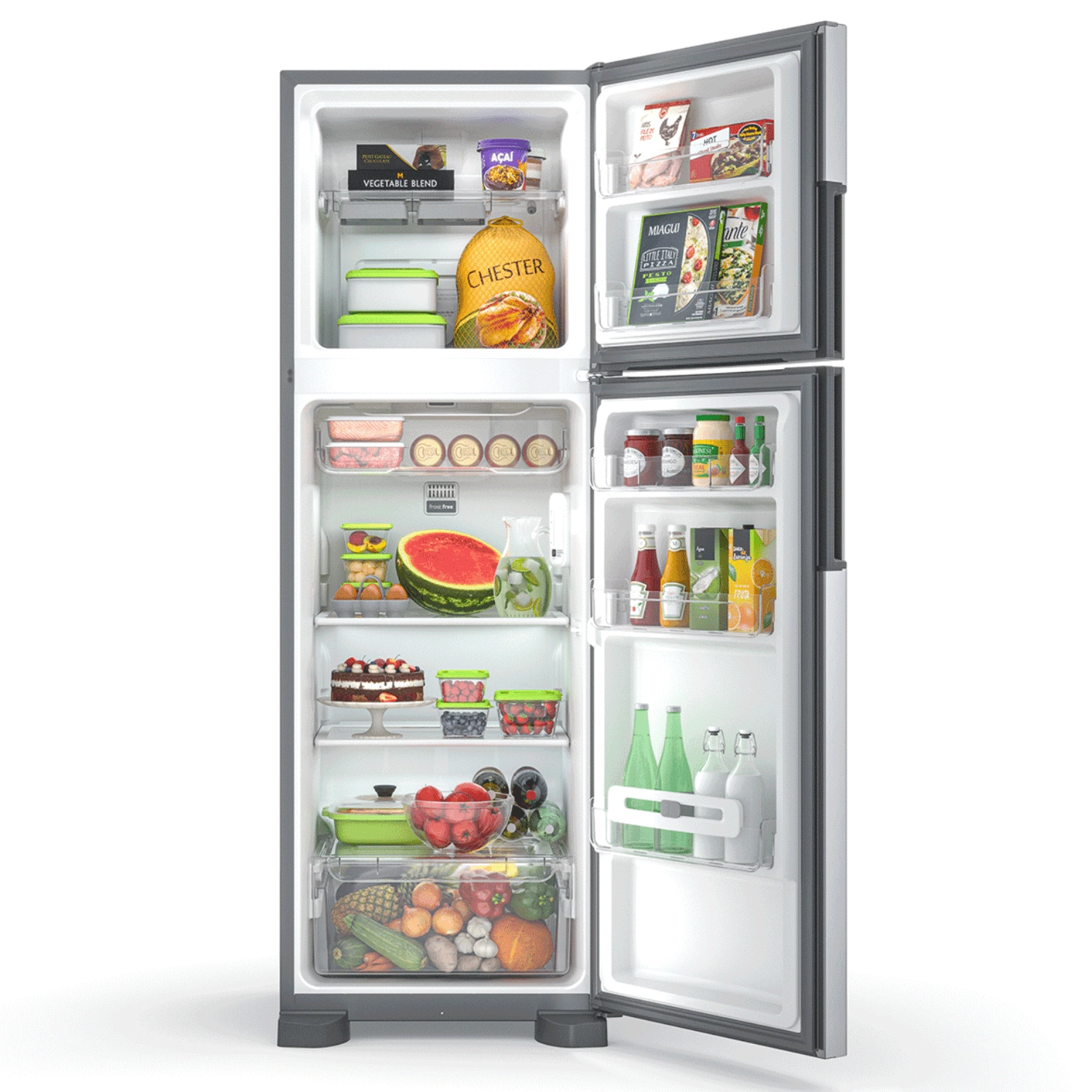 Geladeira Consul Frost Free Duplex 386 litros com Altura Flex cor  Inox  CRM44AK 220V