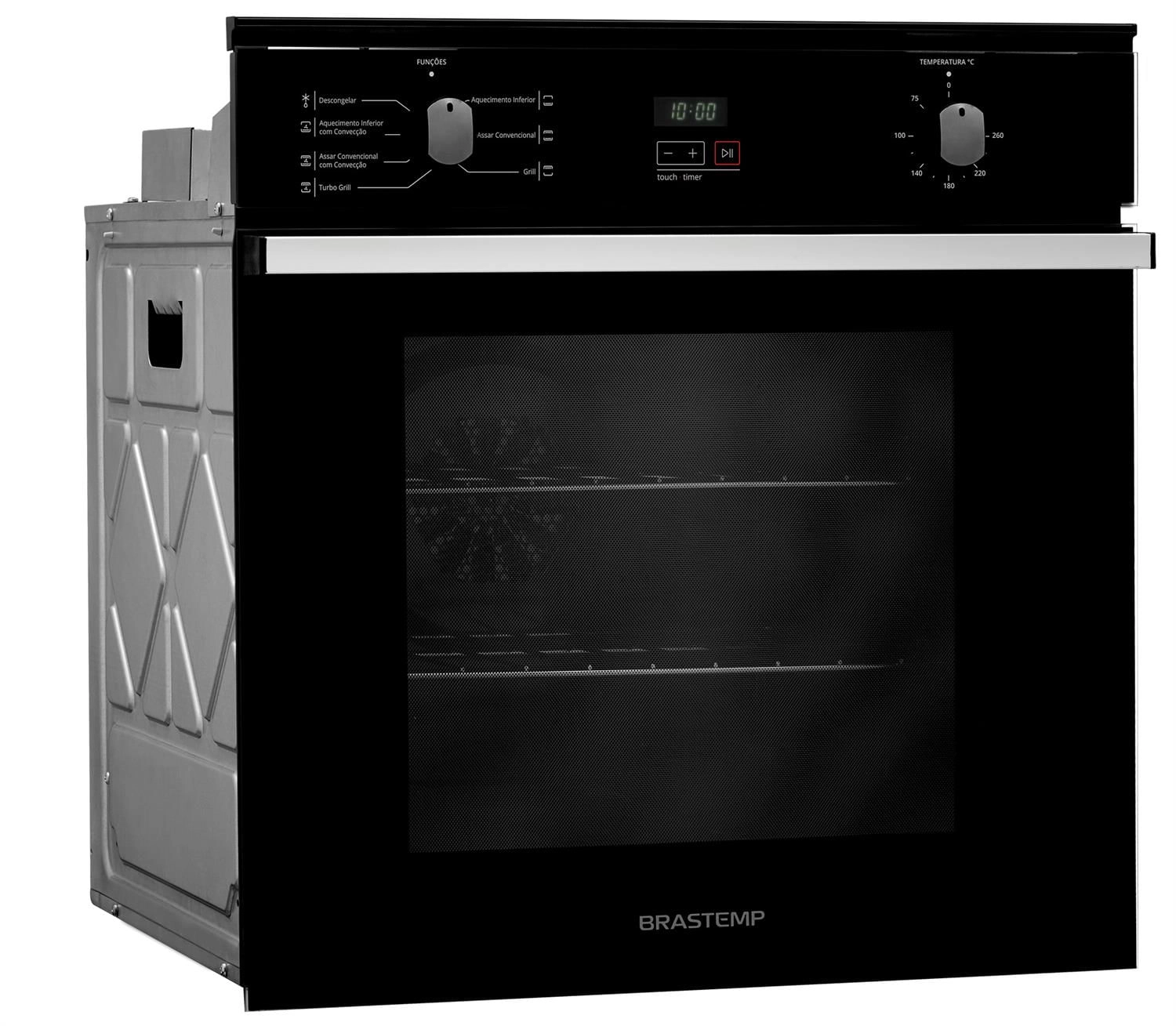 Forno de embutir elétrico Brastemp 84 litros Preto com convecção e timer touch - BOC84AE 220V