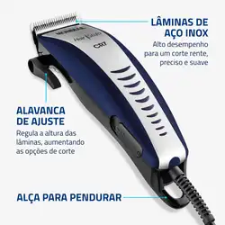 Cortador de Cabelos Mondial Hair Stylo CR-07 CORTADOR CABELO-220V-AZUL / PRATA