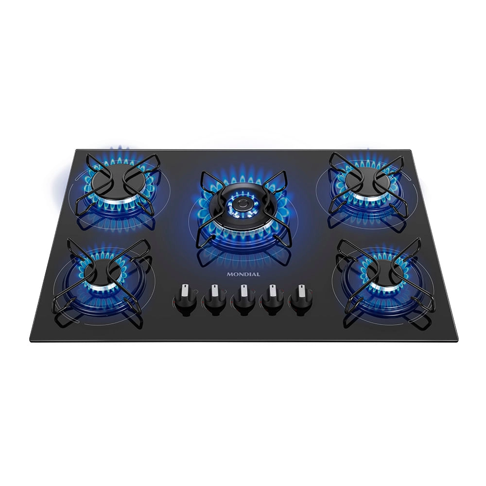 Cooktop a Gás 5 Bocas Tripla Chama Mondial CTG-03 COOKTOP A GÁS-BIV-PRETO/PRATA