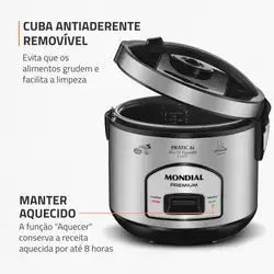 Panela Elétrica Mondial Pratic 6I PE-43-6X PANELA ELÉTRICA DE ARROZ-220V-PRETO/INOX