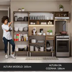 Cozinha Compacta Madesa Emilly Top com Armário e Balcão Rustic/Branco Cor:Rustic/Branco