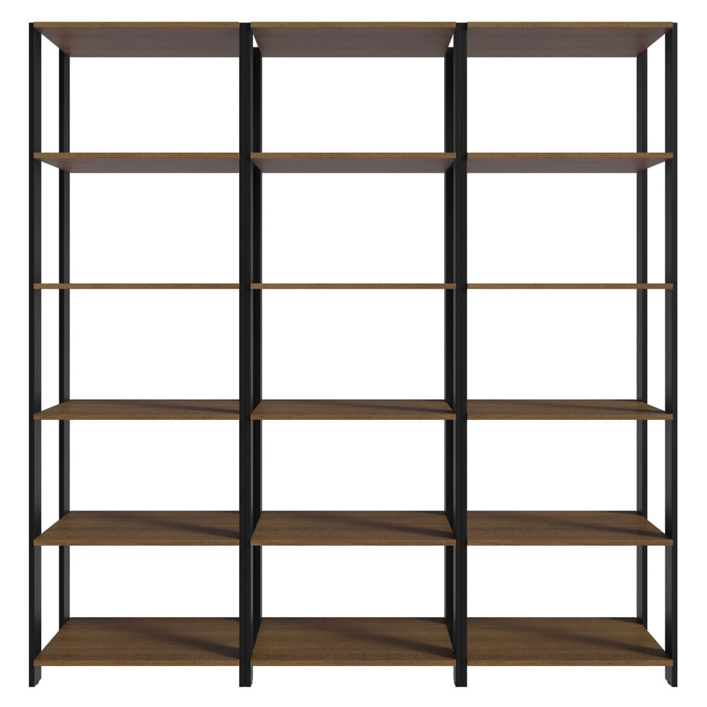 Estante Armário Multiuso para Livros 177cm Rustic/Preto Madesa Cor:Rustic/Preto