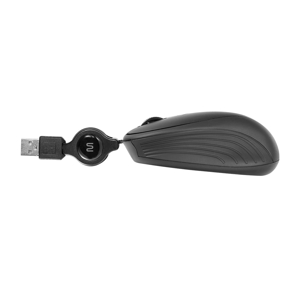 Mouse Óptico Retrátil 1200Dpi Usb Preto Multilaser - MO231 MO231