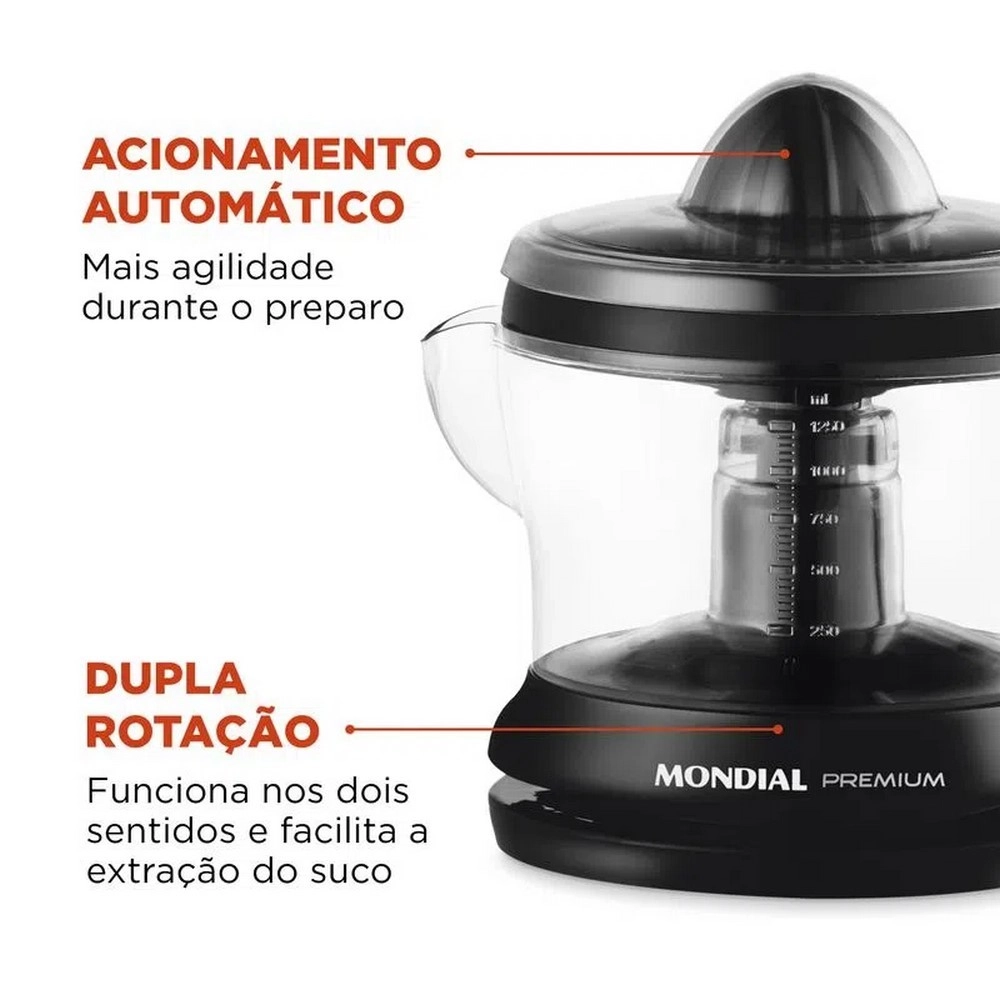 Espremedor de Frutas Mondial Premium E-02 Preto 220V