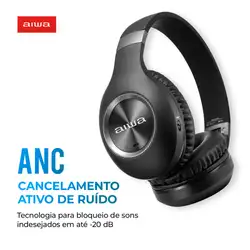 Fone de Ouvido Headphone AIWA HP-02-B BT ANC Alta Definição FONE DE OUVIDO AWS-HP-02-B BIVOLT