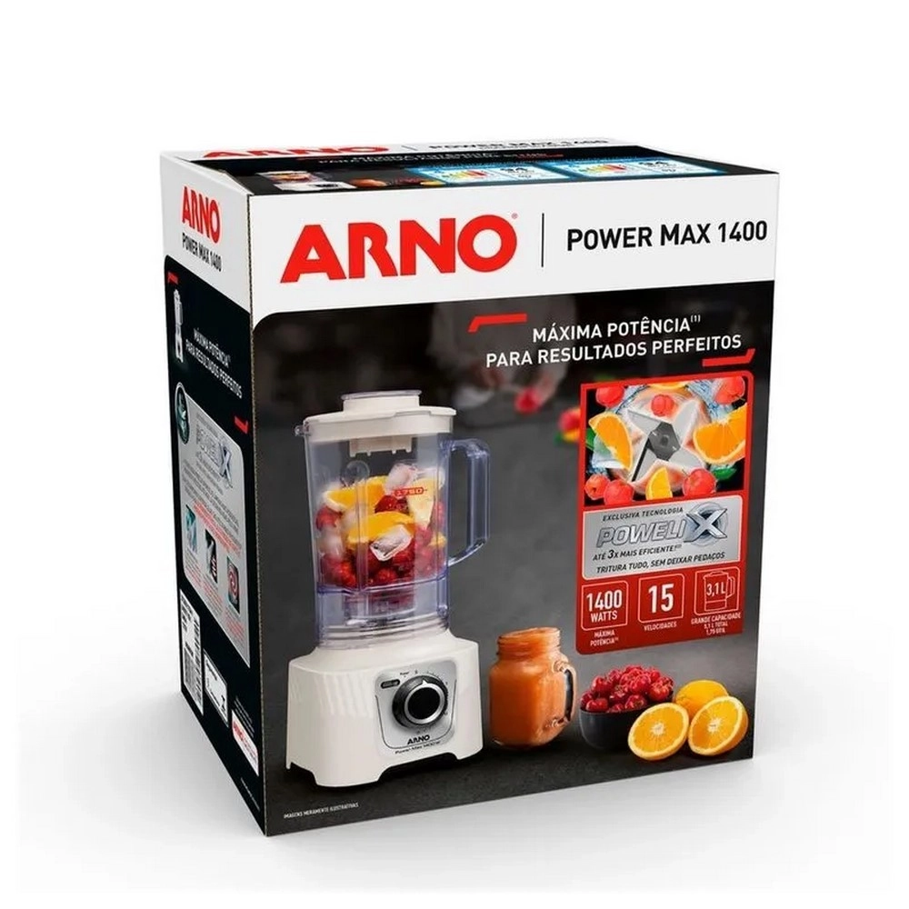 Liquidificador Arno LN64 LN5571B2 PowerMax 15 velocidades 1400W 3,1L Marfim 220V