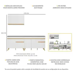 Armário de Cozinha Compacta Veneza Multimóveis MP2076 e Balcão Branca