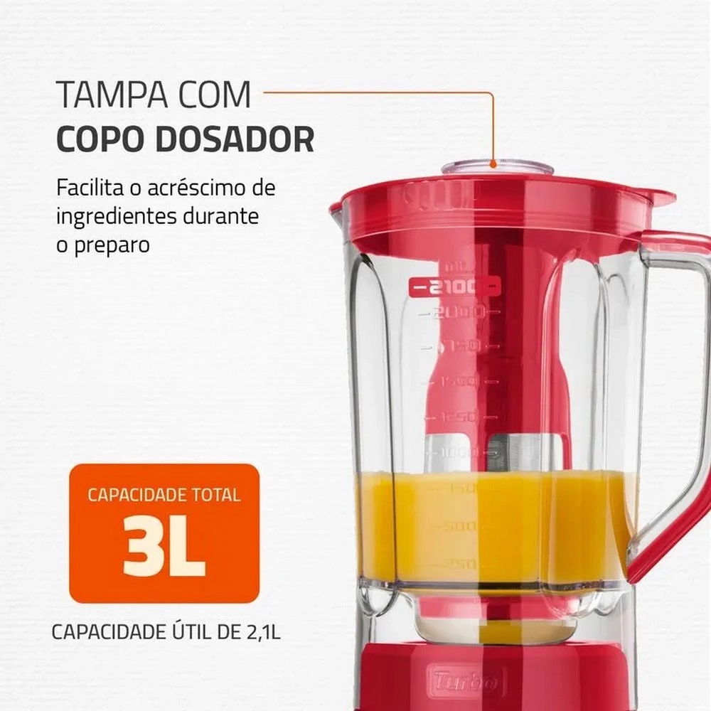 Liquidificador Mondial Turbo Red L-1200 RI 1200W 12 Velocidades Vermelho/Inox 220V