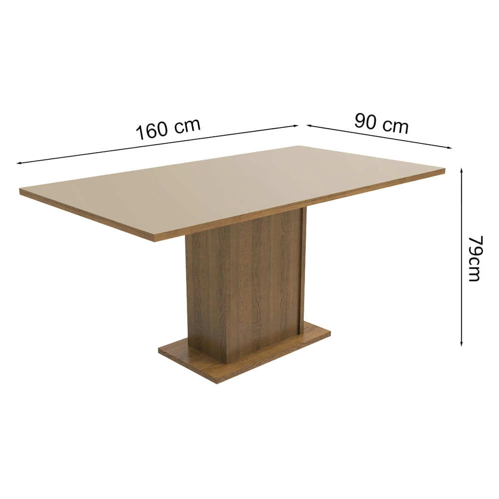 Mesa Madesa Retangular Tampo de Madeira 5275 Rustic/Crema Cor:Rustic/Crema