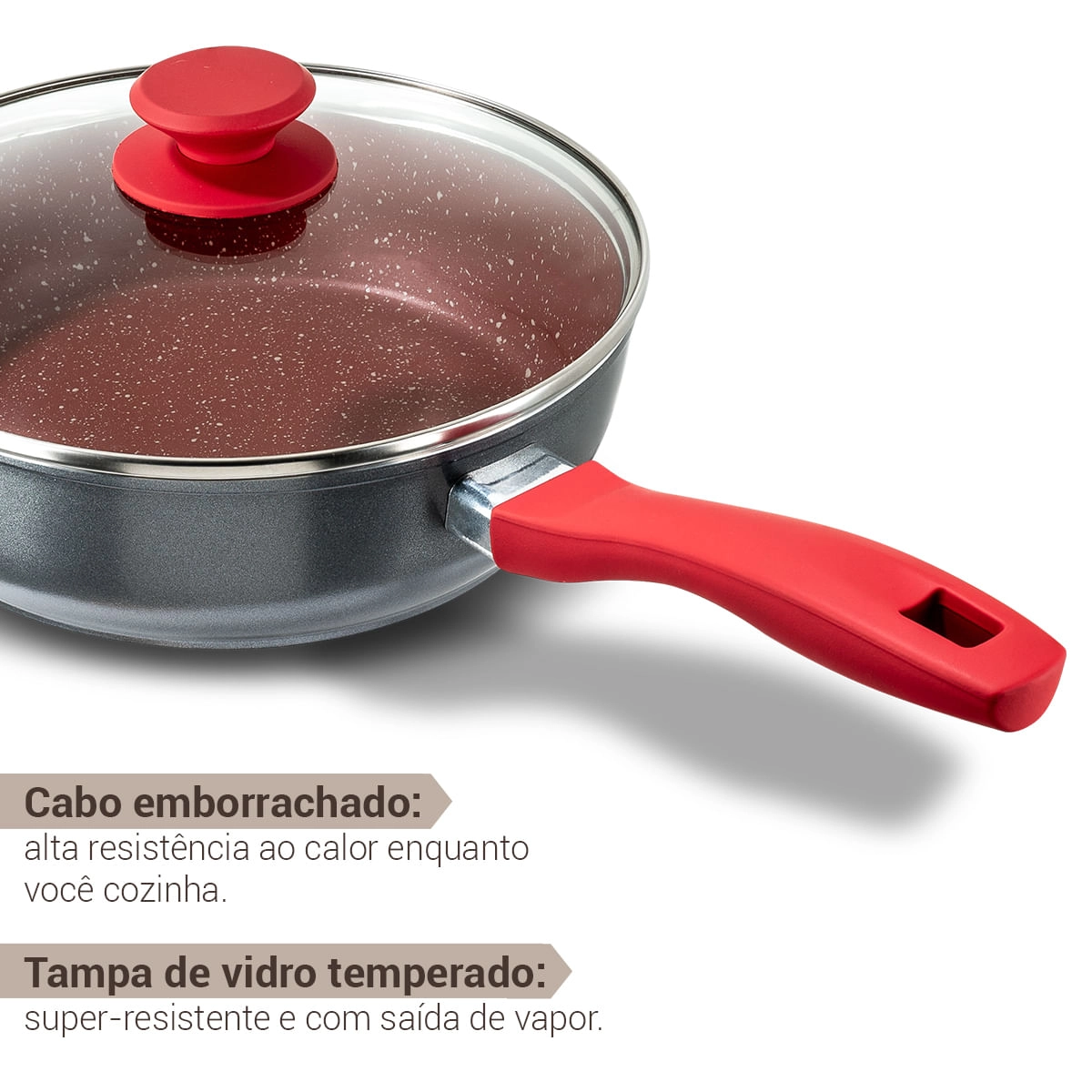 Panela Philco PPH240APR Redstone com Tampa de Vidro 2,7L -