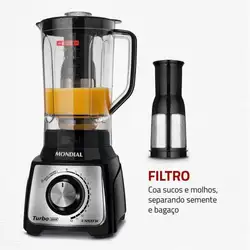 Liquidificador Mondial Turbo Black L-1200 BI 1200W 12 Velocidades Preto/Inox 220V