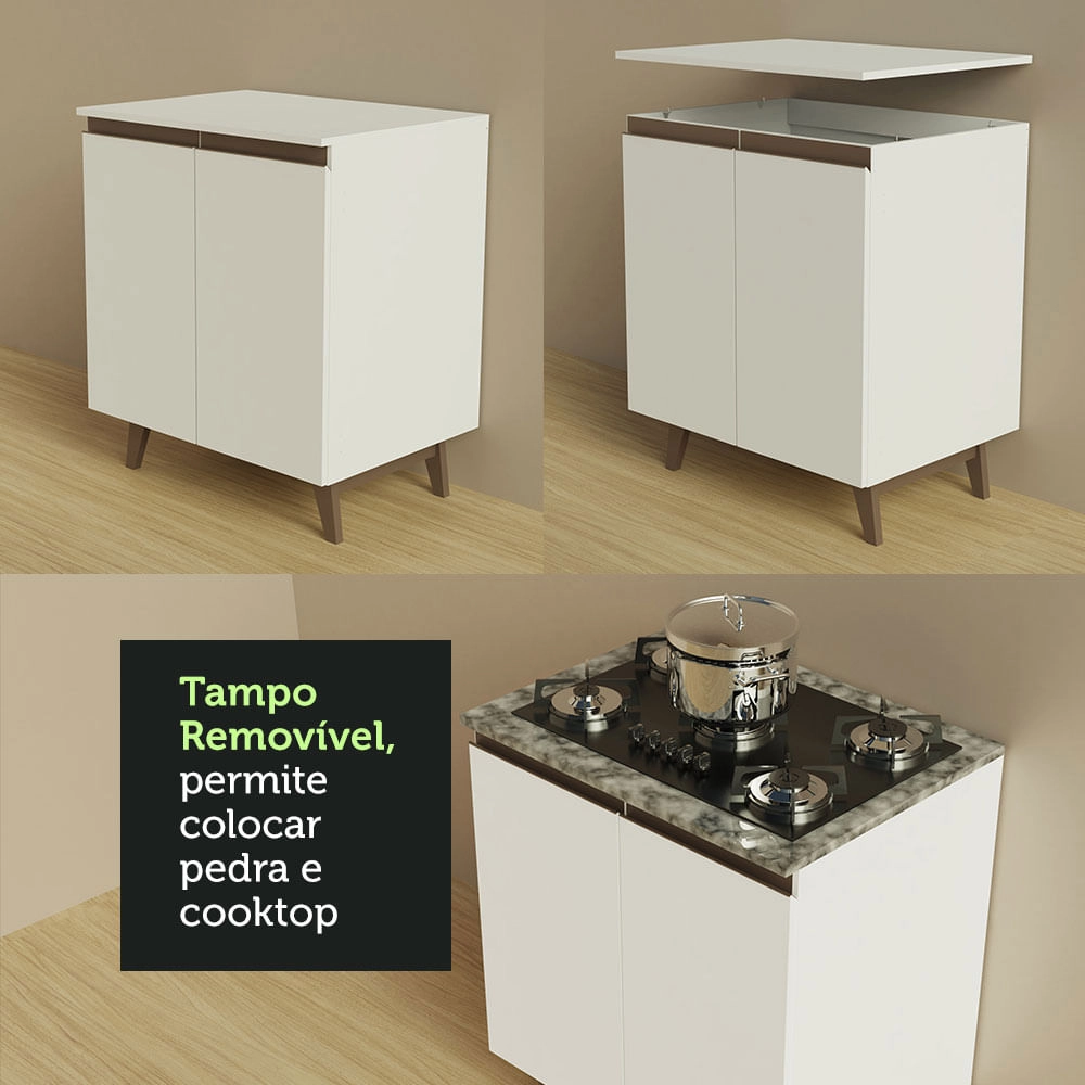 Cozinha Completa de Canto Madesa Reims 462001 com Armário e Balcão Branco Cor:Branco