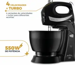 Batedeira Britânia Diamante Preta 550W 4,3L 220V