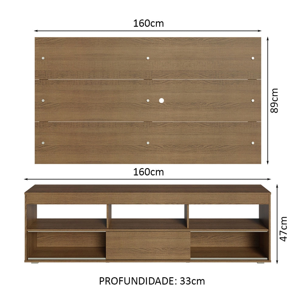 Rack com Painel para TV até 65 Polegadas Rustic Orlando Madesa Cor:Rustic