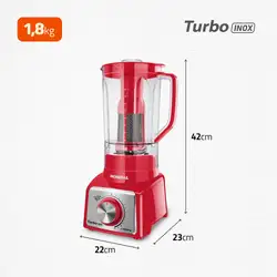 Liquidificador Turbo Mondial  Inox Red L-1000 RI LIQUIDIFICADOR-220V-VERMELHO/INOX