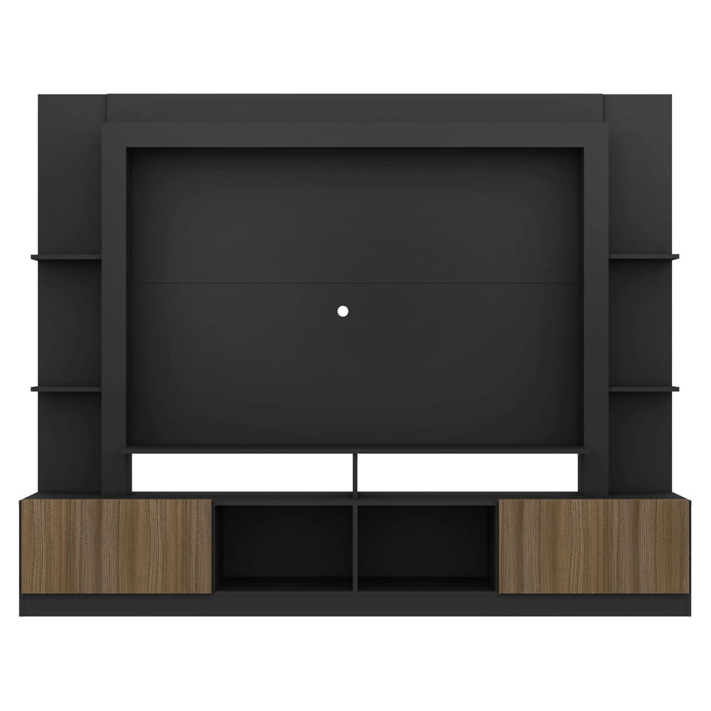 Rack Estante com Painel TV 65" e 2 portas Oslo Multimóveis Preto/Madeirado