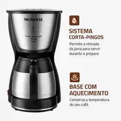 Cafeteira Elétrica Mondial Dolce Arome C-33JT-24X CAFETEIRA-220V-PRETO/INOX