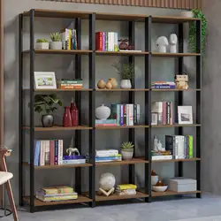 Estante Armário Multiuso para Livros 177cm Rustic/Preto Madesa Cor:Rustic/Preto