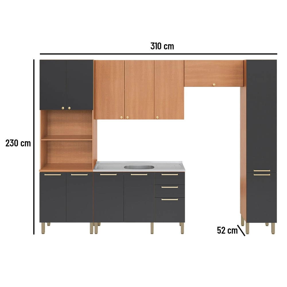 Cozinha Completa Telasul Sálvia 5 Peças Com Armário e Balcão Telasul