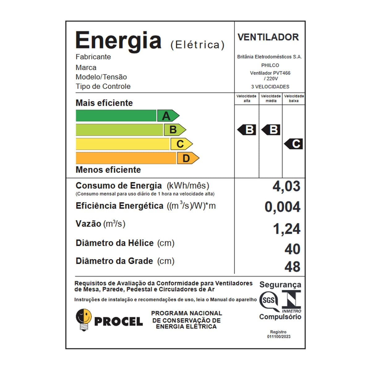 Ventilador Philco PVT466 Tecnologia Maxx Force 174W 220V