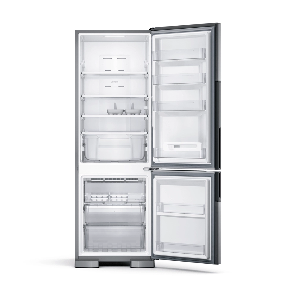 Geladeira Consul Frost Free Duplex 397 litros Evox com freezer embaixo - CRE44BK 220V
