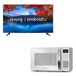 TV LED Smart 50 Aiwa 4K Ultra HD + Micro-ondas Mondial MO-01-21-W 21L