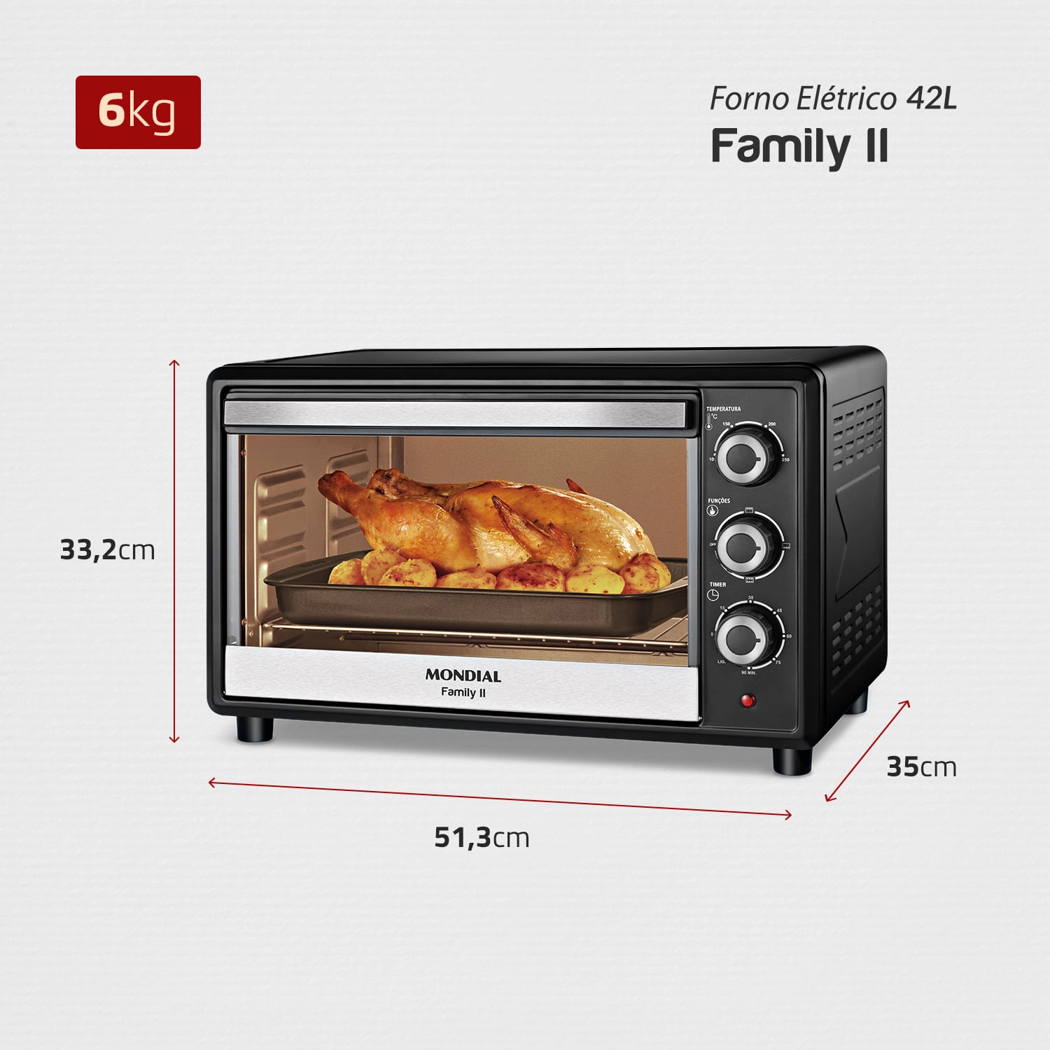 Forno Elétrico 42L Family II Mondial Preto/Inox  FR-42 FORNO ELÉTRICO FR-42 220V/60Hz