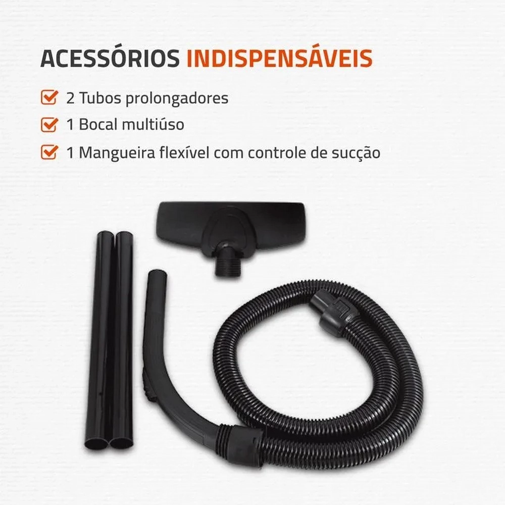 Aspirador de Pó Mondial Turbo 2000 AP-15 Filtro Hepa 1500W Laranja/branco 220V