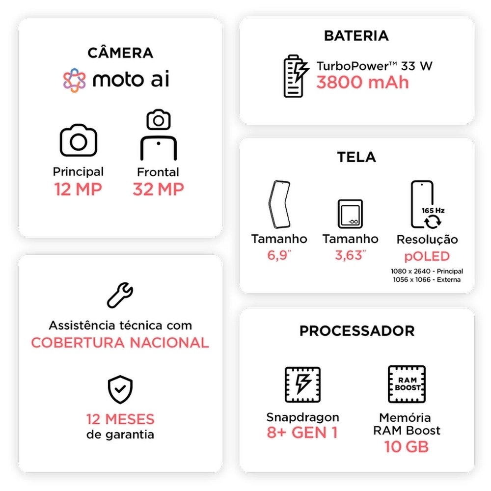 Smartphone Motorola Razr 40 Ultra 5G 256GB XT2321-1 8GBRAM Android 13 Tela Dobrável 6,9 Viva Magenta