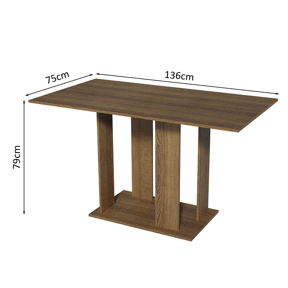 Mesa de Jantar Retangular com Tampo de Madeira Rustic 5327 Madesa Cor:Rustic