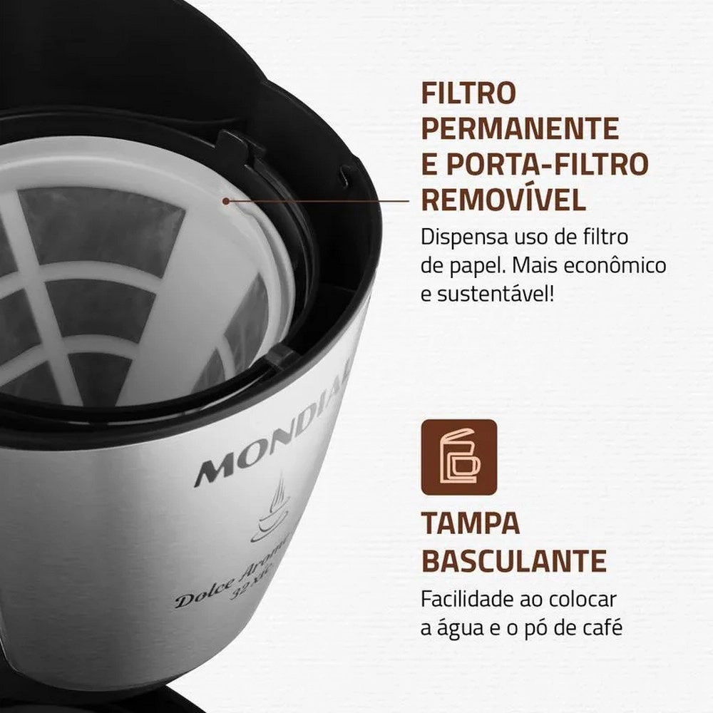 Cafeteira Elétrica Mondial Dolce Arome C-32 32 Xícaras Preta 220V