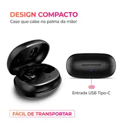 Fone de Ouvido Earbud AIWA AWS-EB-03-B BT IPX5 ANC Modo Ambiente EARBUD AWS-EB-03-B BIVOLT