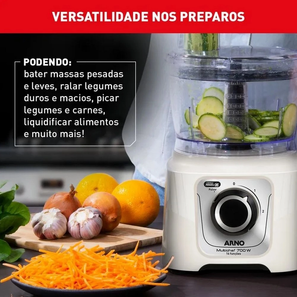 Multiprocessador Arno MP62 16 Funções 4 Acessórios 700W Marfim 220V