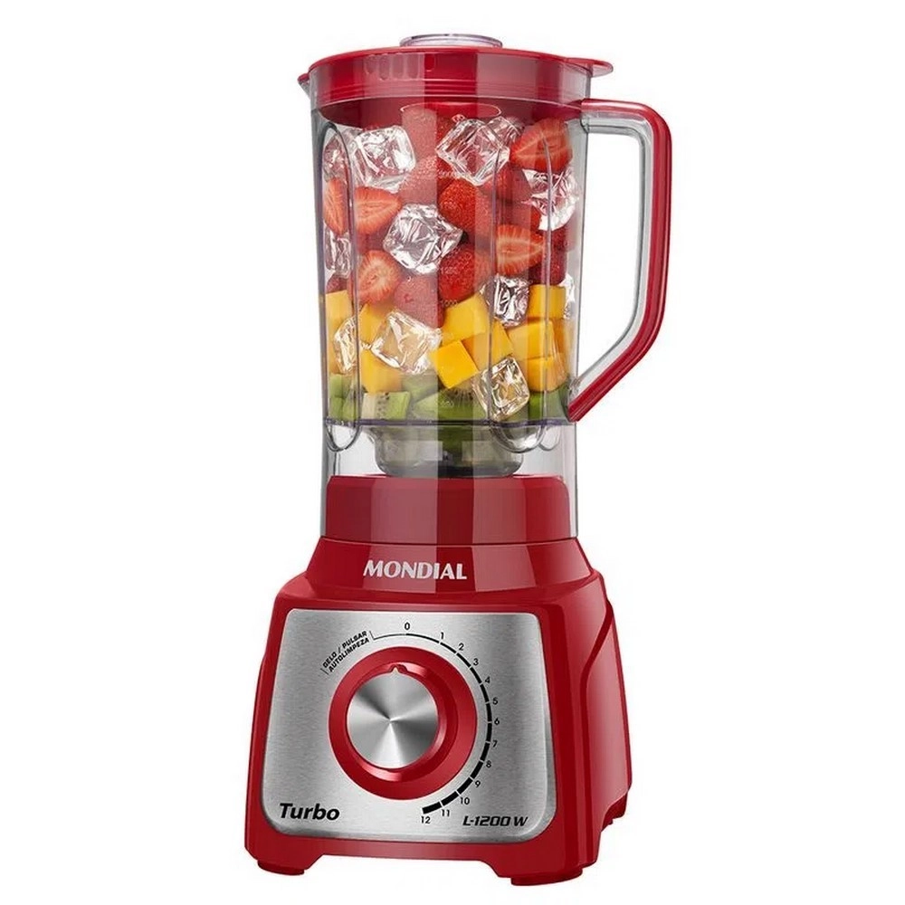 Liquidificador Mondial Turbo Red L-1200 RI 1200W 12 Velocidades Vermelho/Inox 220V