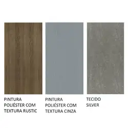 Conjunto Sala de Jantar Mesa Tampo de Vidro 6 Cadeiras Rustic/Cinza/Silver Geórgia Madesa Cor:Rustic/Cinza/Silver