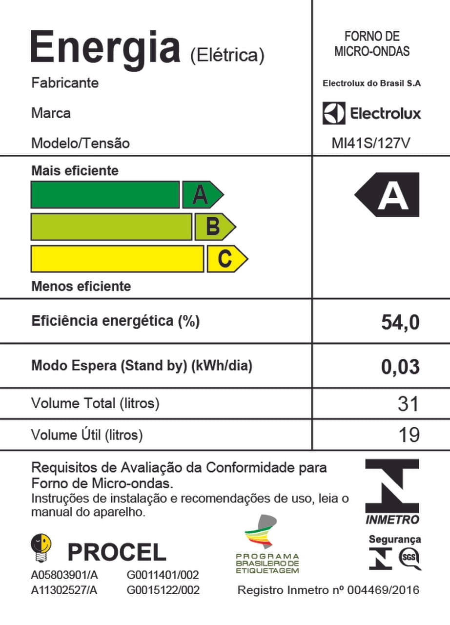 Micro-Ondas Electrolux Prata com Painel Integrado 31L (MI41S) 220V