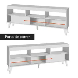 Rack com Painel para TV até 65 Polegadas com Pés Branco Texas Madesa Cor:Branco