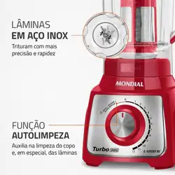 Liquidificador Mondial Turbo Red L-1200 RI 1200W 12 Velocidades Vermelho/Inox 220V